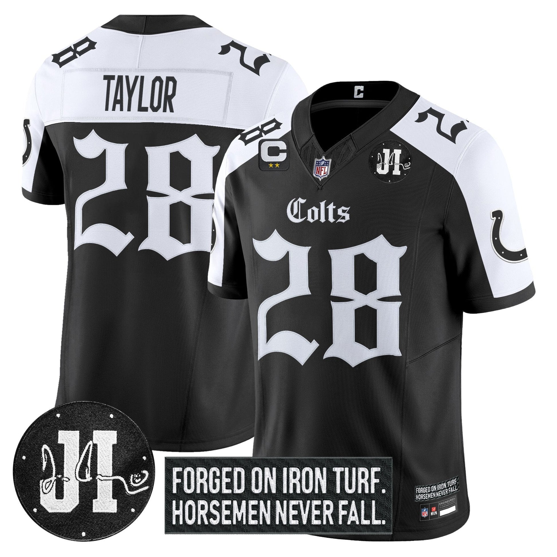 Men's Indianapolis Colts 2025 'Gothic Iron Hoof Edition' Vapor Limited Jersey - Jim Irsay Patch - All Stitched