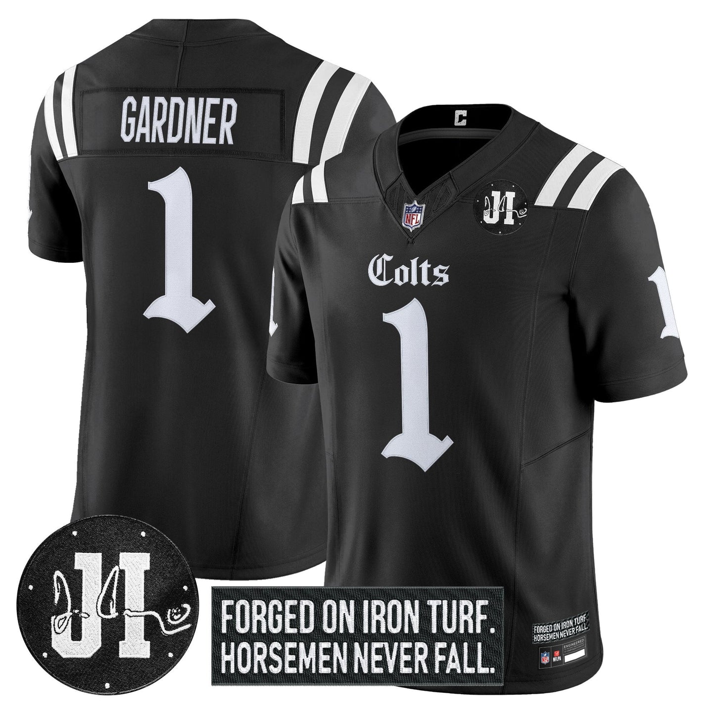 Men's Indianapolis Colts 2025 'Gothic Iron Hoof Edition' Vapor Limited Jersey - Jim Irsay Patch - All Stitched