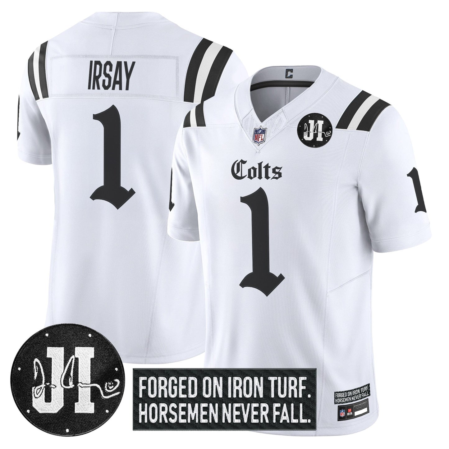 Men's Indianapolis Colts 2025 'Gothic Iron Hoof Edition' Vapor Limited Jersey - Jim Irsay Patch - All Stitched