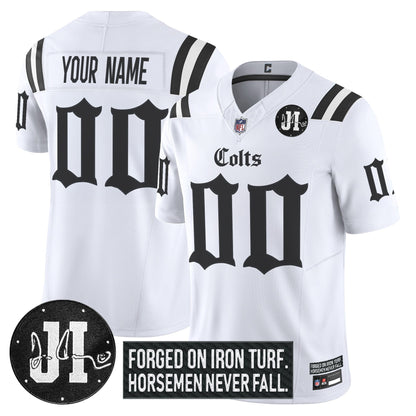 Indianapolis Colts 2025 'Gothic Iron Hoof Edition' Vapor Limited Custom Jersey - Jim Irsay Patch - All Stitched