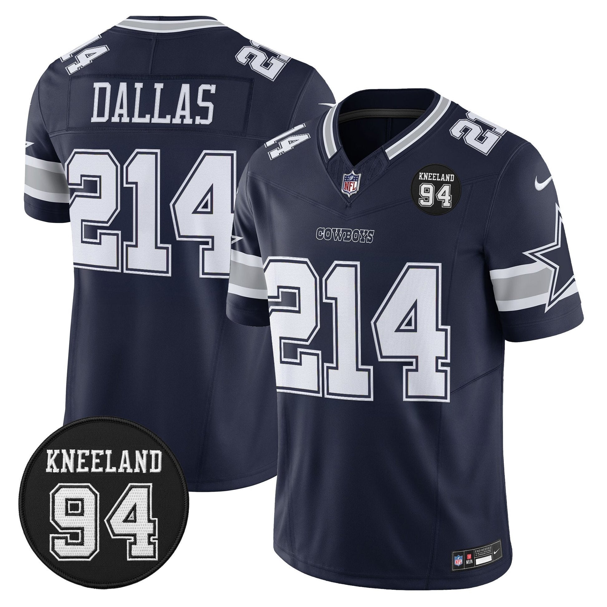 Men's Dallas Cowboys #94 Marshawn Kneeland Memorial Patch Vapor Limited Jersey - All Stitched
