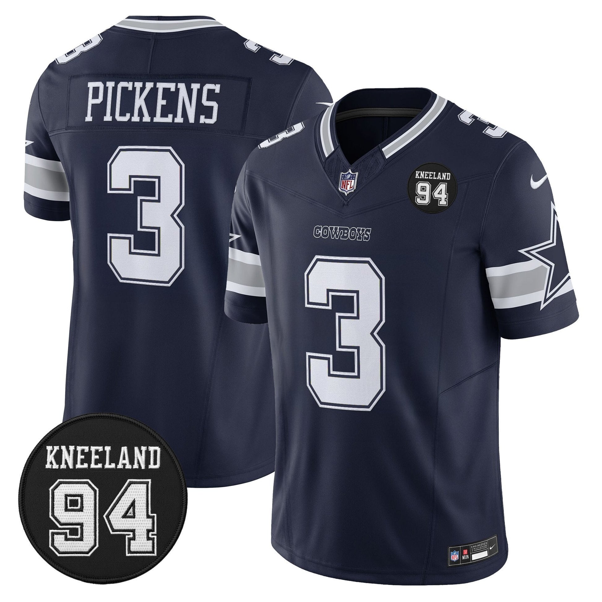 Men's Dallas Cowboys #94 Marshawn Kneeland Memorial Patch Vapor Limited Jersey - All Stitched