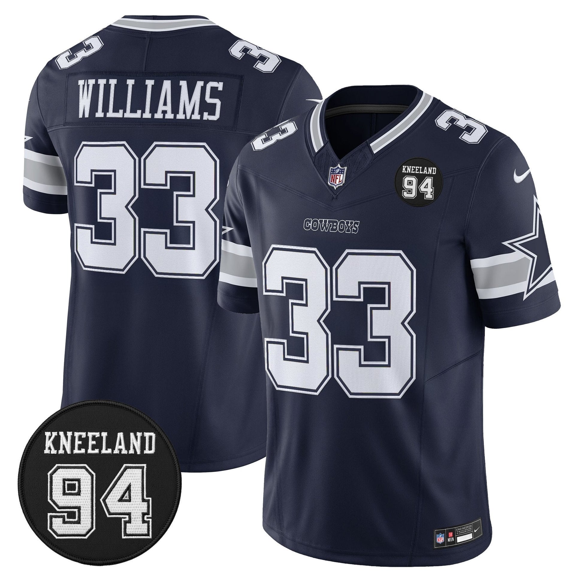 Men's Dallas Cowboys #94 Marshawn Kneeland Memorial Patch Vapor Limited Jersey - All Stitched