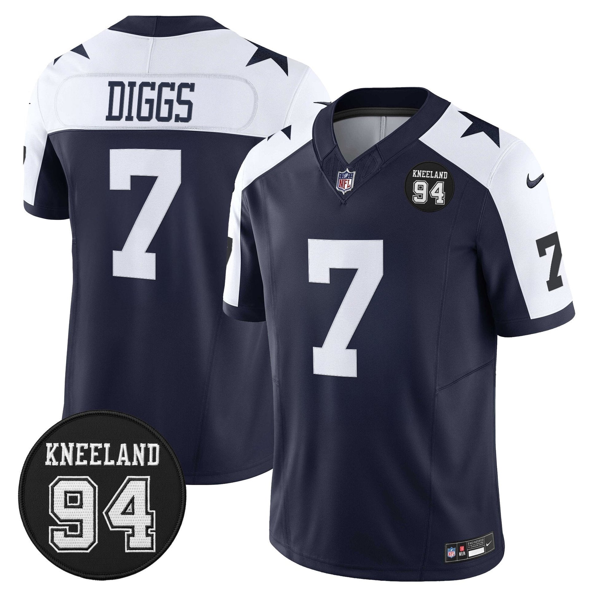 Men's Dallas Cowboys #94 Marshawn Kneeland Memorial Patch Vapor Limited Jersey - All Stitched