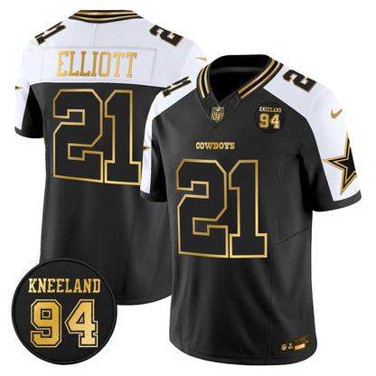 Men's Dallas Cowboys #94 Marshawn Kneeland Memorial Patch Gold Vapor Limited Jersey - All Stitched