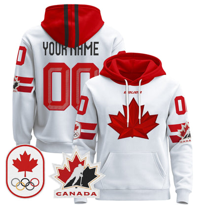 2026 Canada Olympic Custom Pullover Hoodie - All Stitched