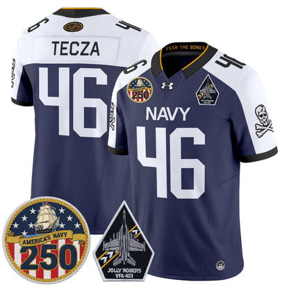 Men's Navy Midshipmen 'Jolly Rogers Edition' Vapor Limited Jersey - 250th Anniversary Patch - Stitched