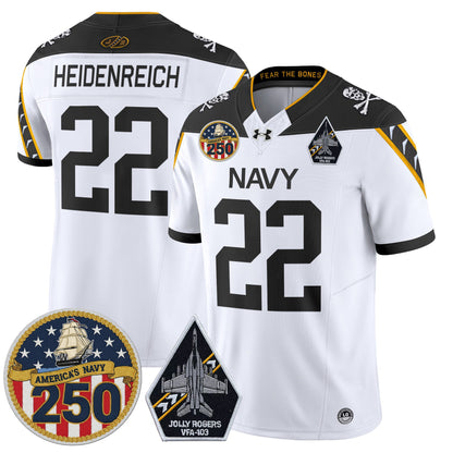 Men's Navy Midshipmen 'Jolly Rogers Edition' Vapor Limited Jersey - 250th Anniversary Patch - Stitched