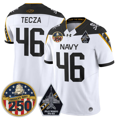 Men's Navy Midshipmen 'Jolly Rogers Edition' Vapor Limited Jersey - 250th Anniversary Patch - Stitched