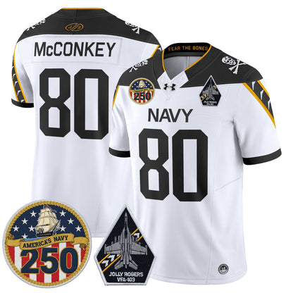 Men's Navy Midshipmen 'Jolly Rogers Edition' Vapor Limited Jersey - 250th Anniversary Patch - Stitched