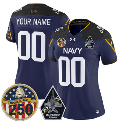 Navy Midshipmen 'Jolly Rogers Edition' Vapor Limited Custom Jersey - 250th Anniversary Patch - Stitched