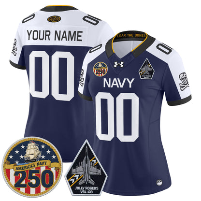 Navy Midshipmen 'Jolly Rogers Edition' Vapor Limited Custom Jersey - 250th Anniversary Patch - Stitched
