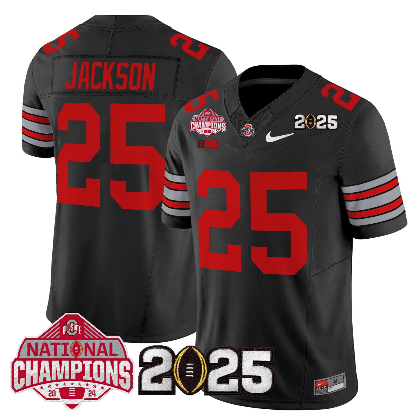 Ohio State Buckeyes 'Heritage Stripe' 2025 National Champions Patch Vapor Limited Jersey - Stitched