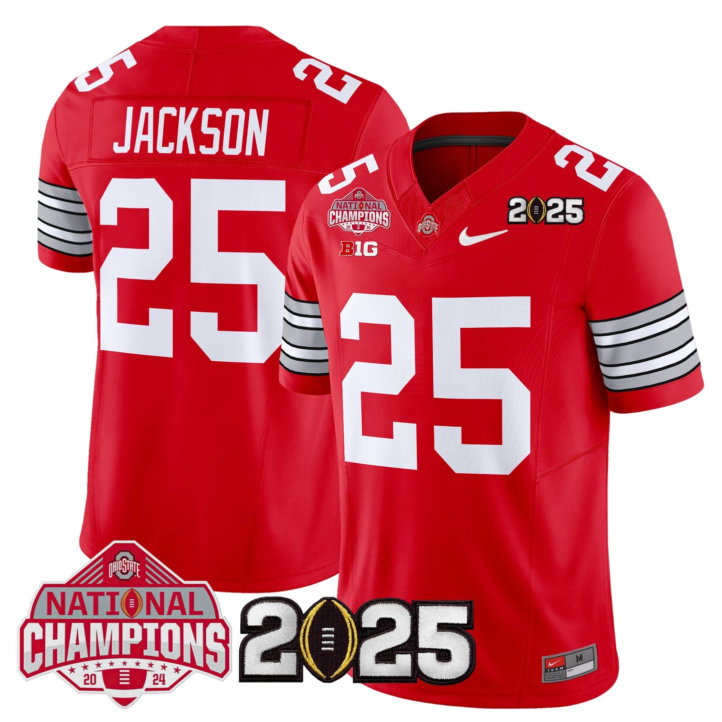 Ohio State Buckeyes 'Heritage Stripe' 2025 National Champions Patch Vapor Limited Jersey - Stitched