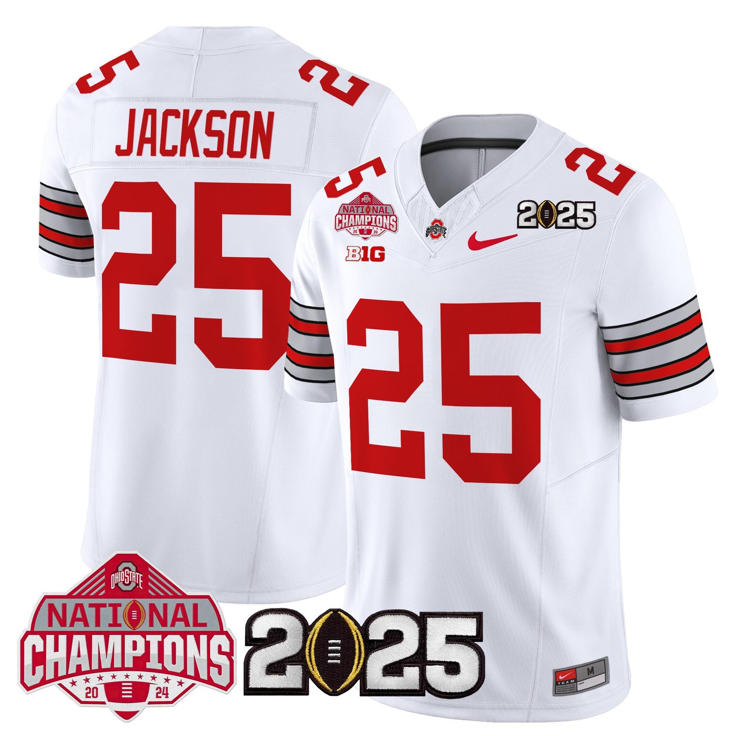 Ohio State Buckeyes 'Heritage Stripe' 2025 National Champions Patch Vapor Limited Jersey - Stitched