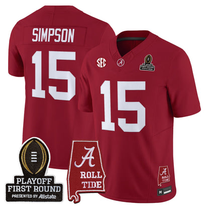 Men's Alabama Crimson Tide 2025 Playoff First Round Vapor Limited Jersey - All Stitched