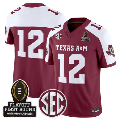 Men's Texas A&M Aggies 2025 Playoff First Round Vapor Limited Jersey - All Stitched