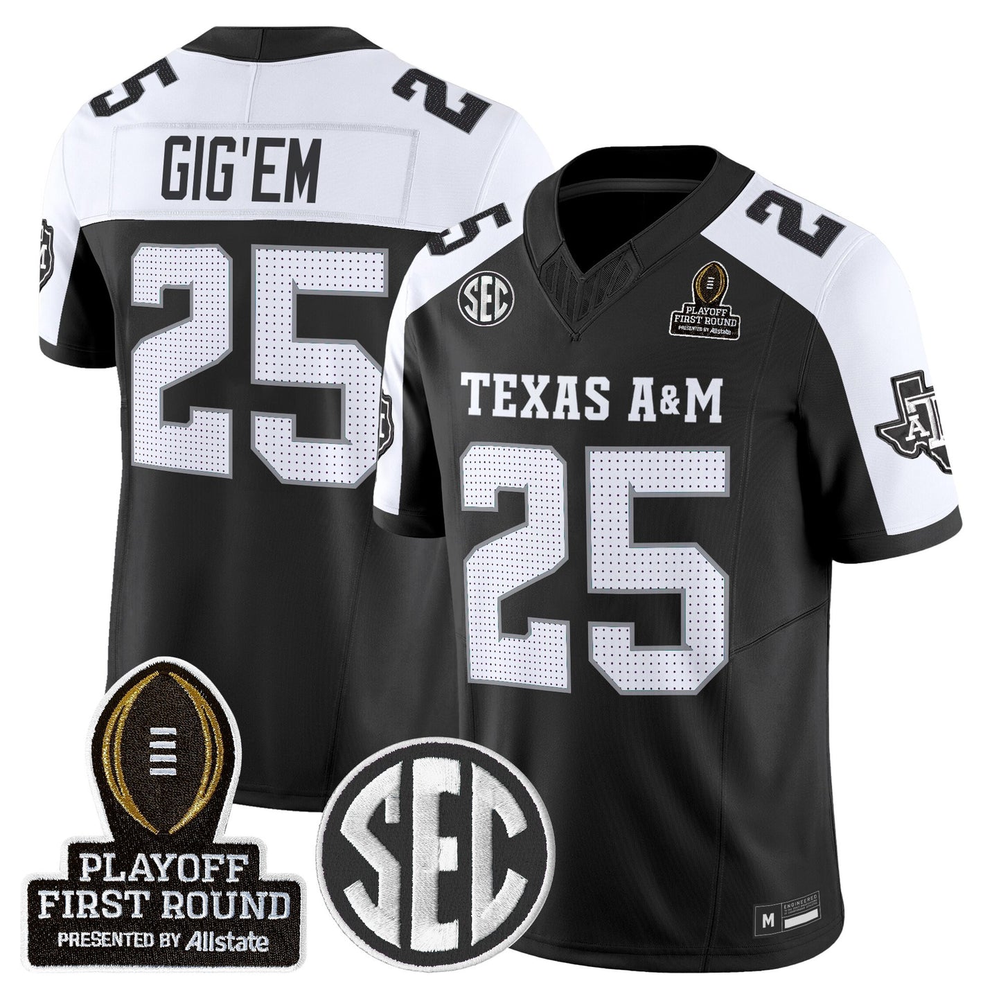 Men's Texas A&M Aggies 2025 Playoff First Round Vapor Limited Jersey - All Stitched