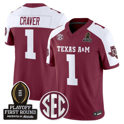 Men's Texas A&M Aggies 2025 Playoff First Round Vapor Limited Jersey - All Stitched