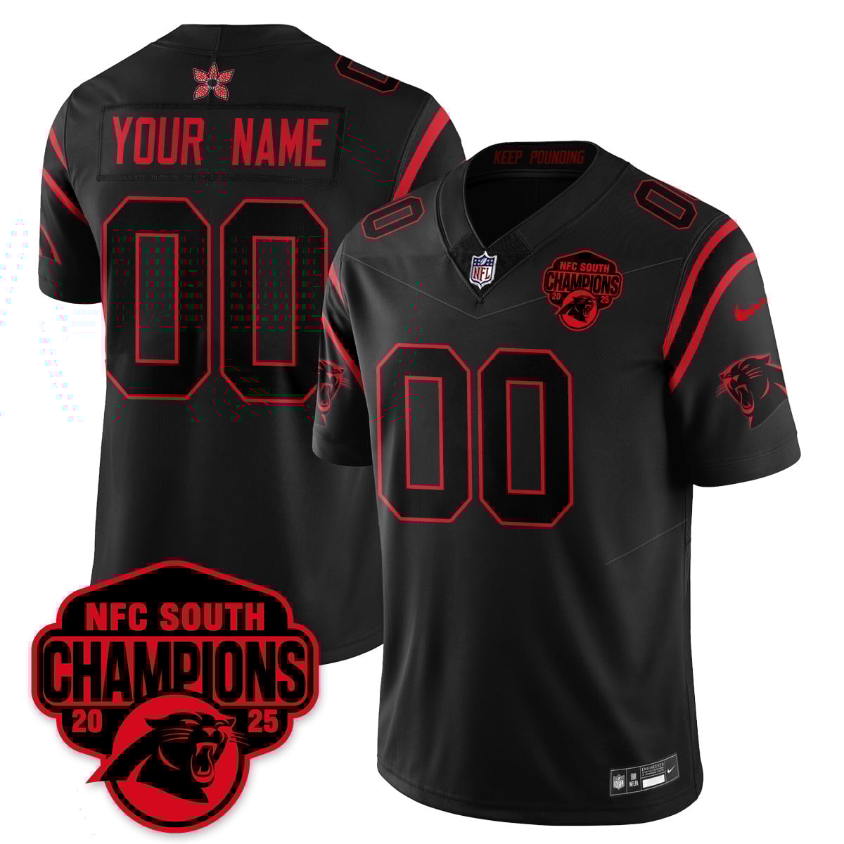 Carolina Panthers Stranger Things NFC South Division Champions Vapor Limited Jersey - All Stitched