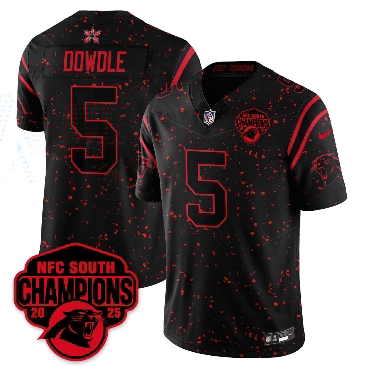 Carolina Panthers Stranger Things NFC South Division Champions Vapor Limited Jersey - All Stitched