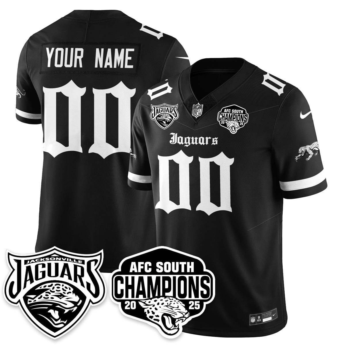 Custom Jacksonville Jaguars Gothic AFC South Division Champions Vapor Limited Jersey - All Stitched