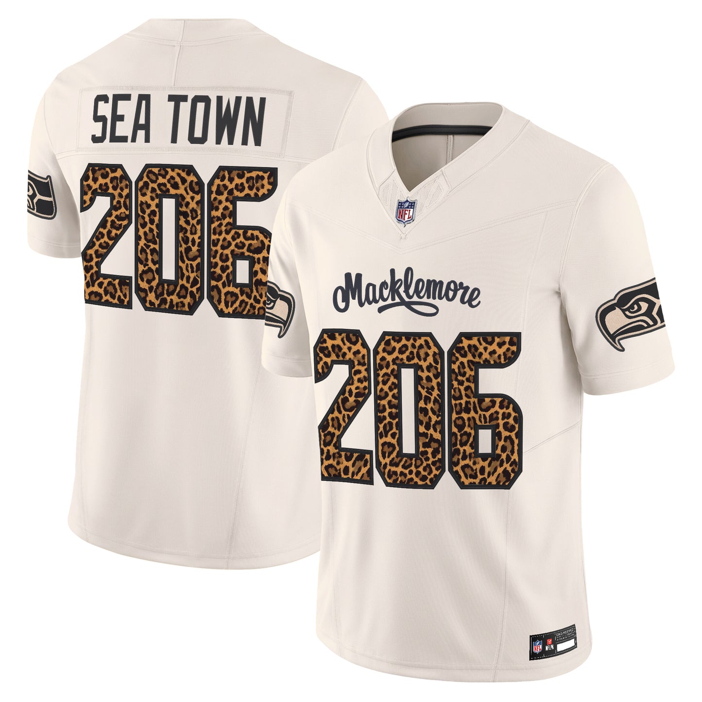 Seattle Seahawks x Macklemore Vapor Limited Jersey - Leopard Print -Stitched