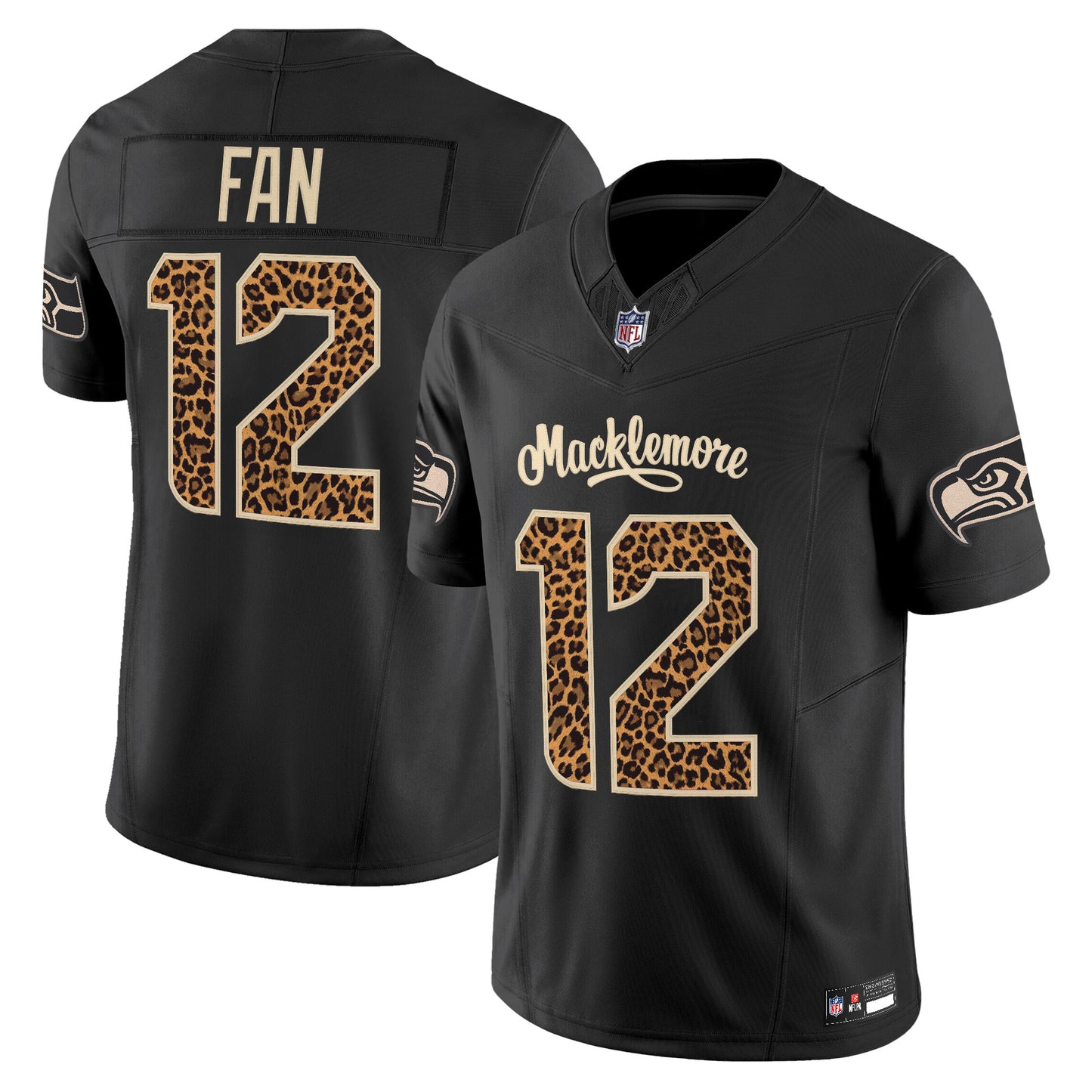 Seattle Seahawks x Macklemore Vapor Limited Jersey - Leopard Print -Stitched