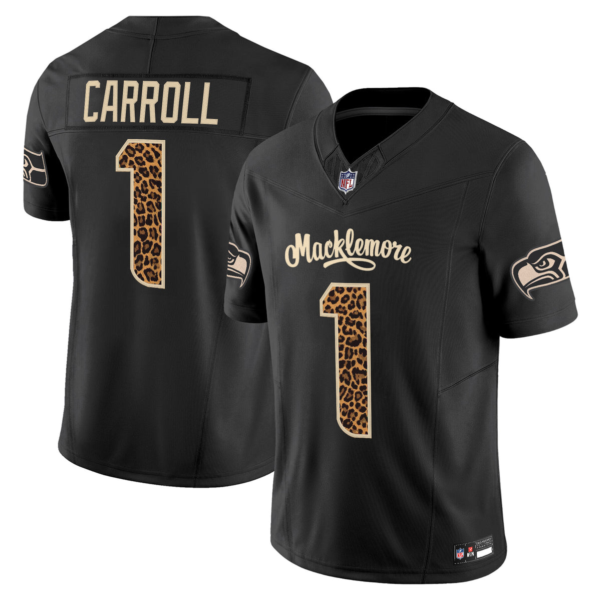 Seattle Seahawks x Macklemore Vapor Limited Jersey - Leopard Print -Stitched