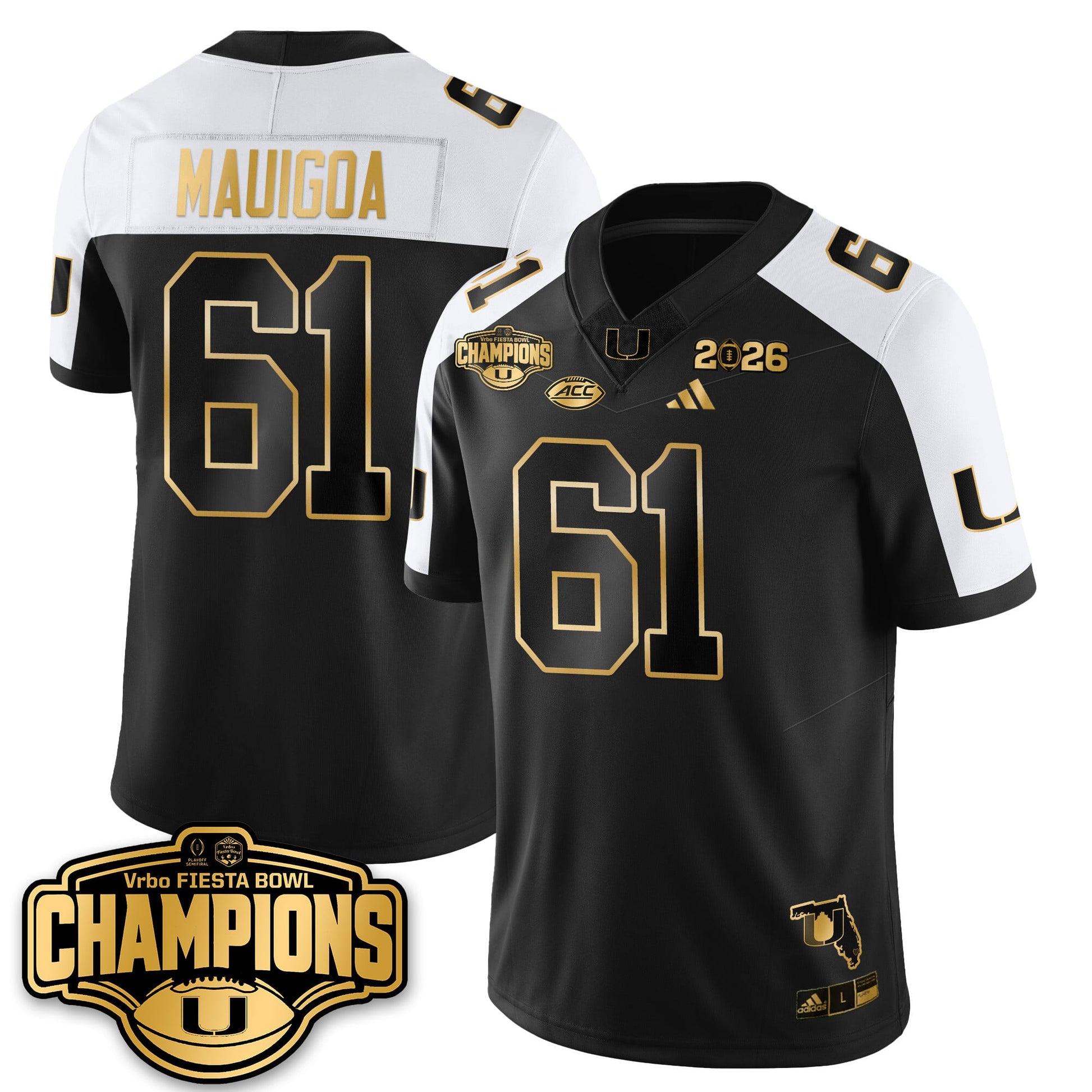 MIA Football Vapor Limited Gold Jersey - Fiesta Bowl Champions - All Stitched