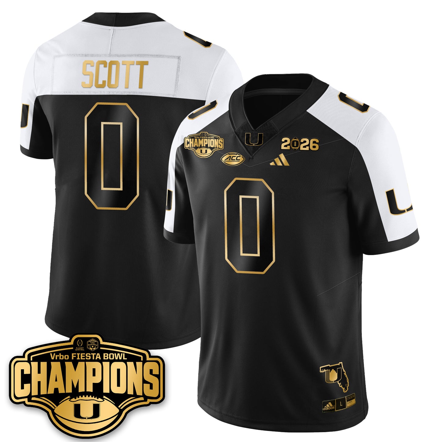 MIA Football Vapor Limited Gold Jersey - Fiesta Bowl Champions - All Stitched