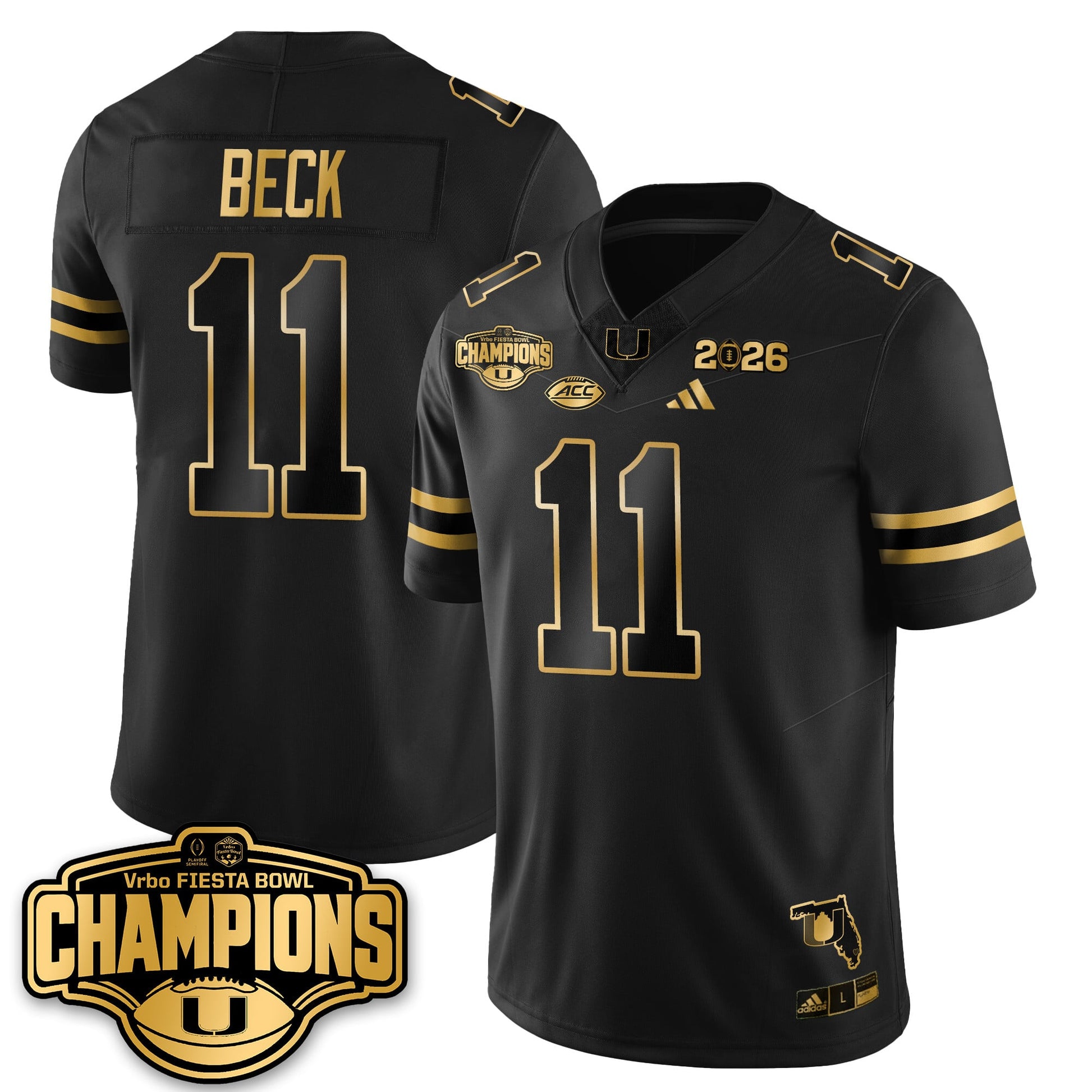 MIA Football Vapor Limited Gold Jersey - Fiesta Bowl Champions - All Stitched