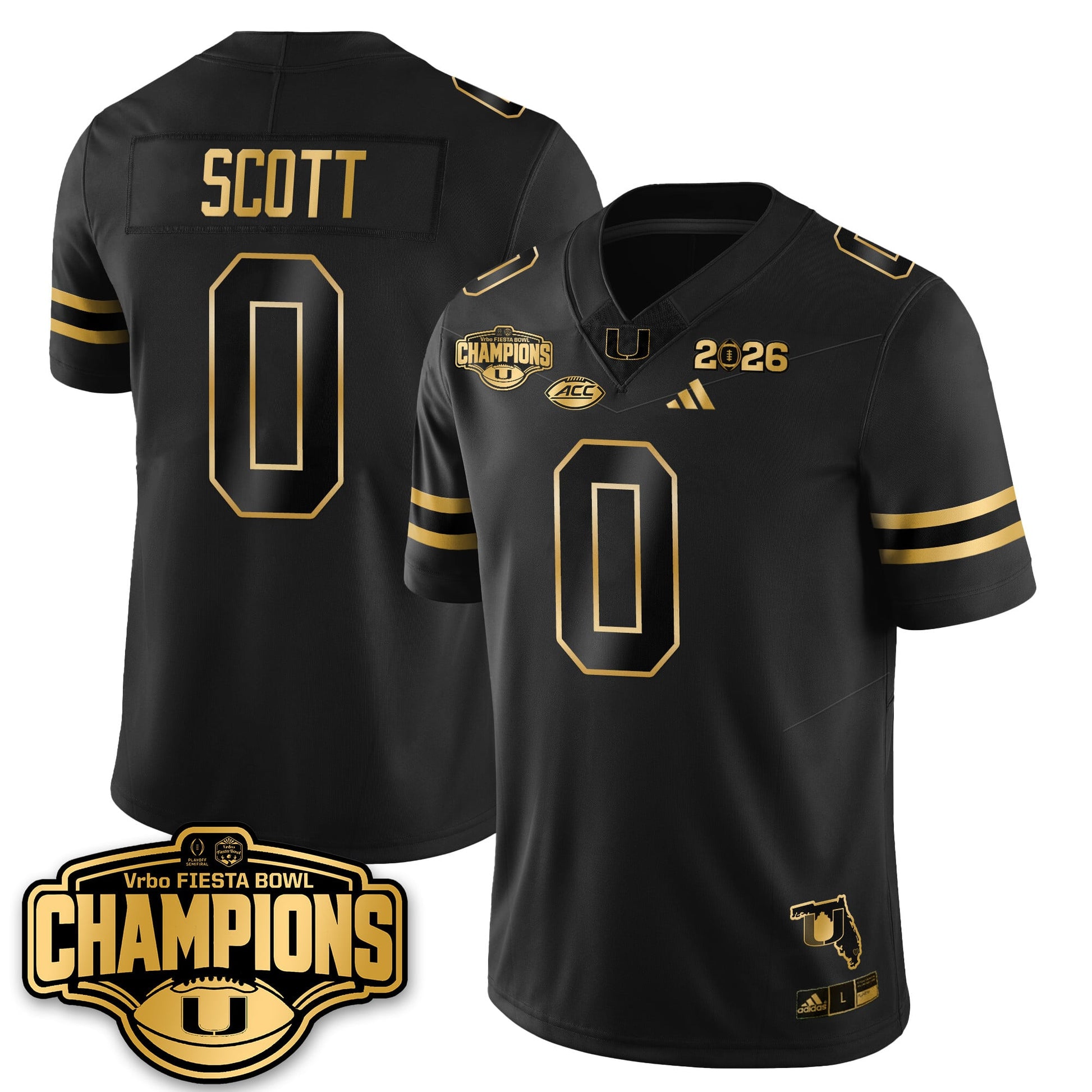 MIA Football Vapor Limited Gold Jersey - Fiesta Bowl Champions - All Stitched
