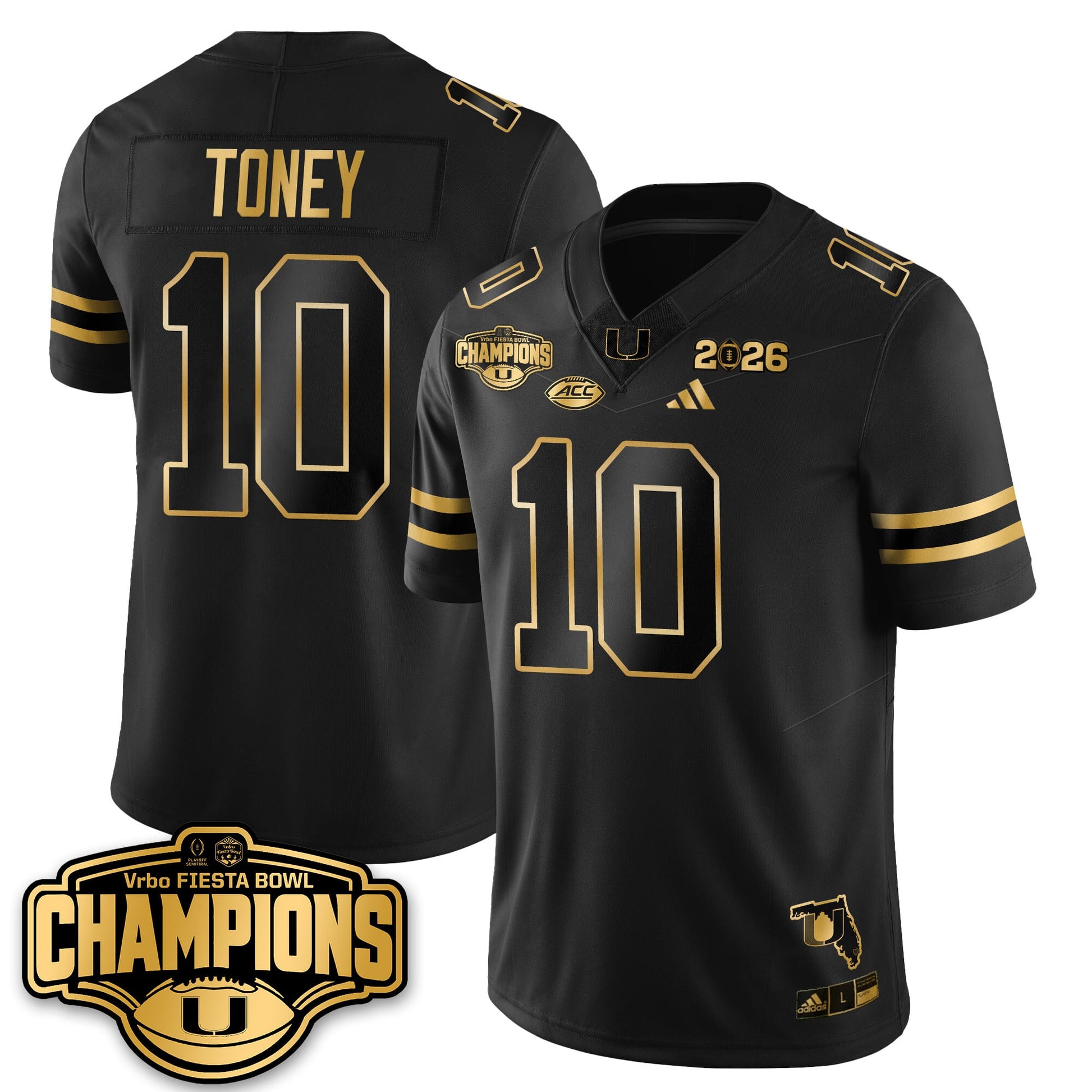 MIA Football Vapor Limited Gold Jersey - Fiesta Bowl Champions - All Stitched