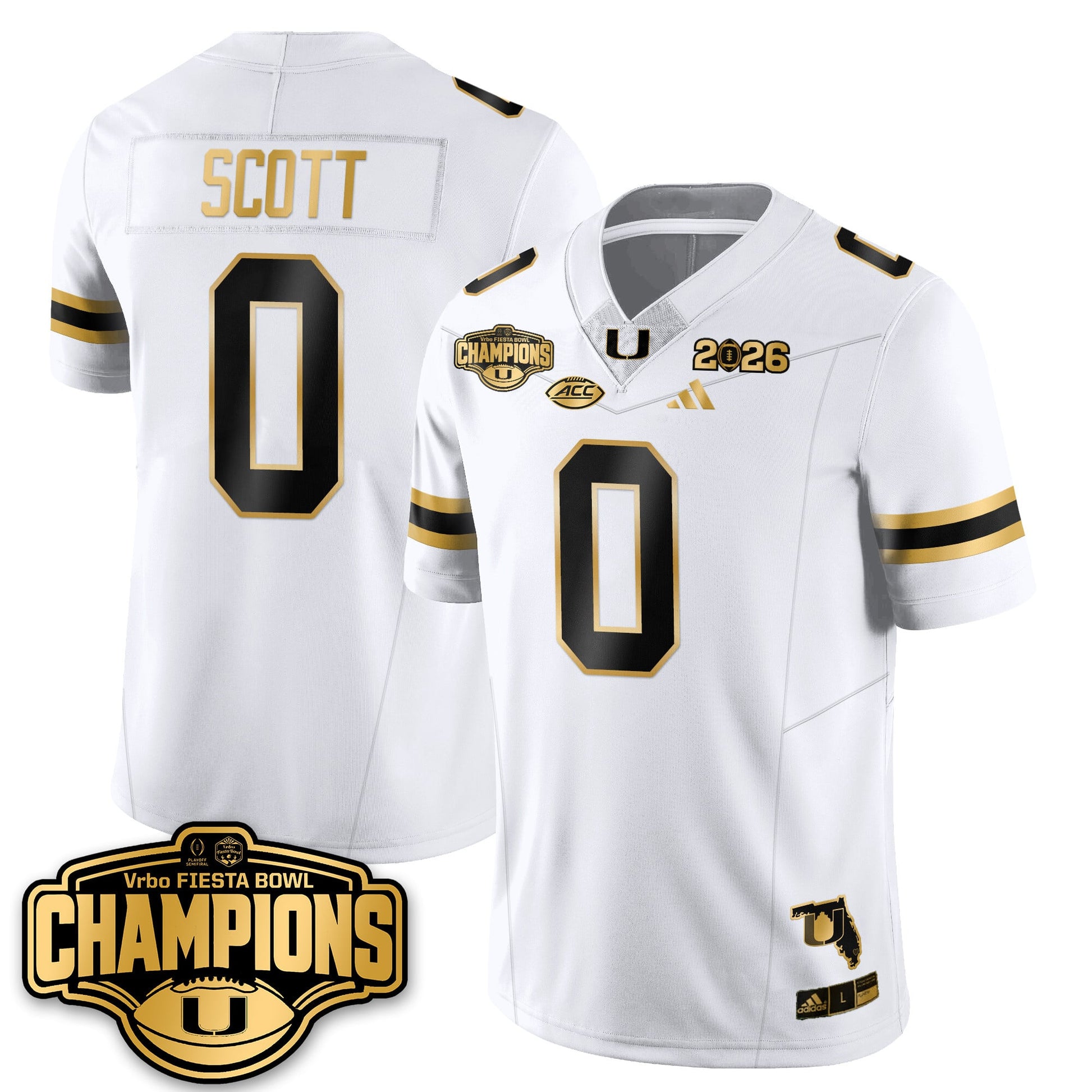 MIA Football Vapor Limited Gold Jersey - Fiesta Bowl Champions - All Stitched