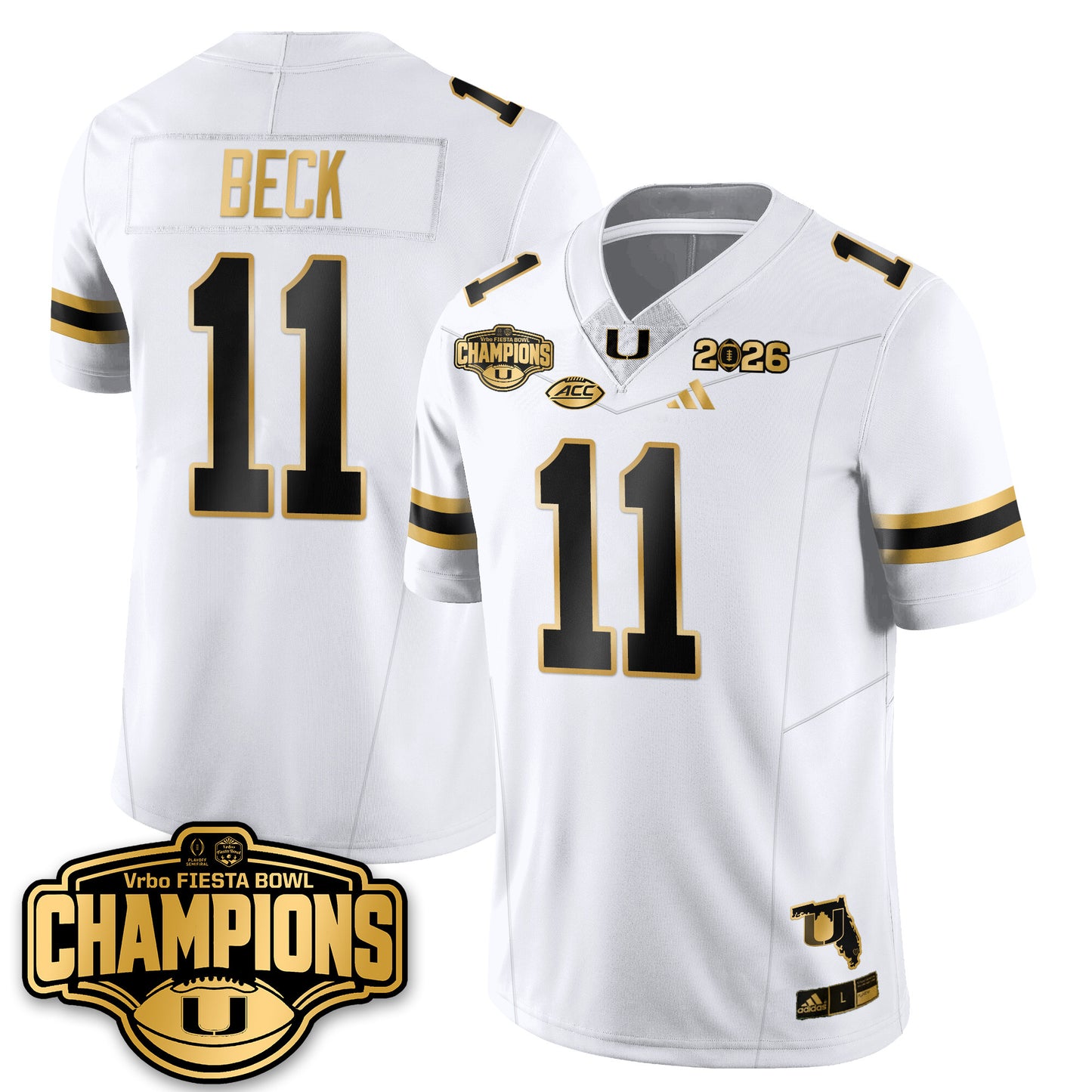 MIA Football Vapor Limited Gold Jersey - Fiesta Bowl Champions - All Stitched