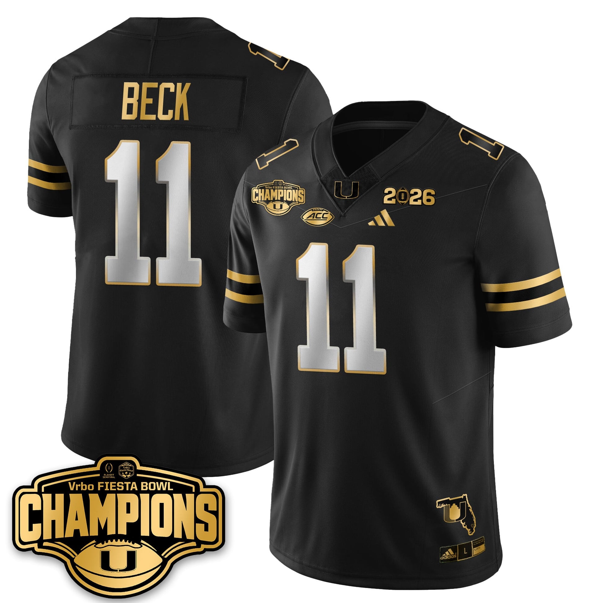 MIA Football Vapor Limited Gold Jersey - Fiesta Bowl Champions - All Stitched