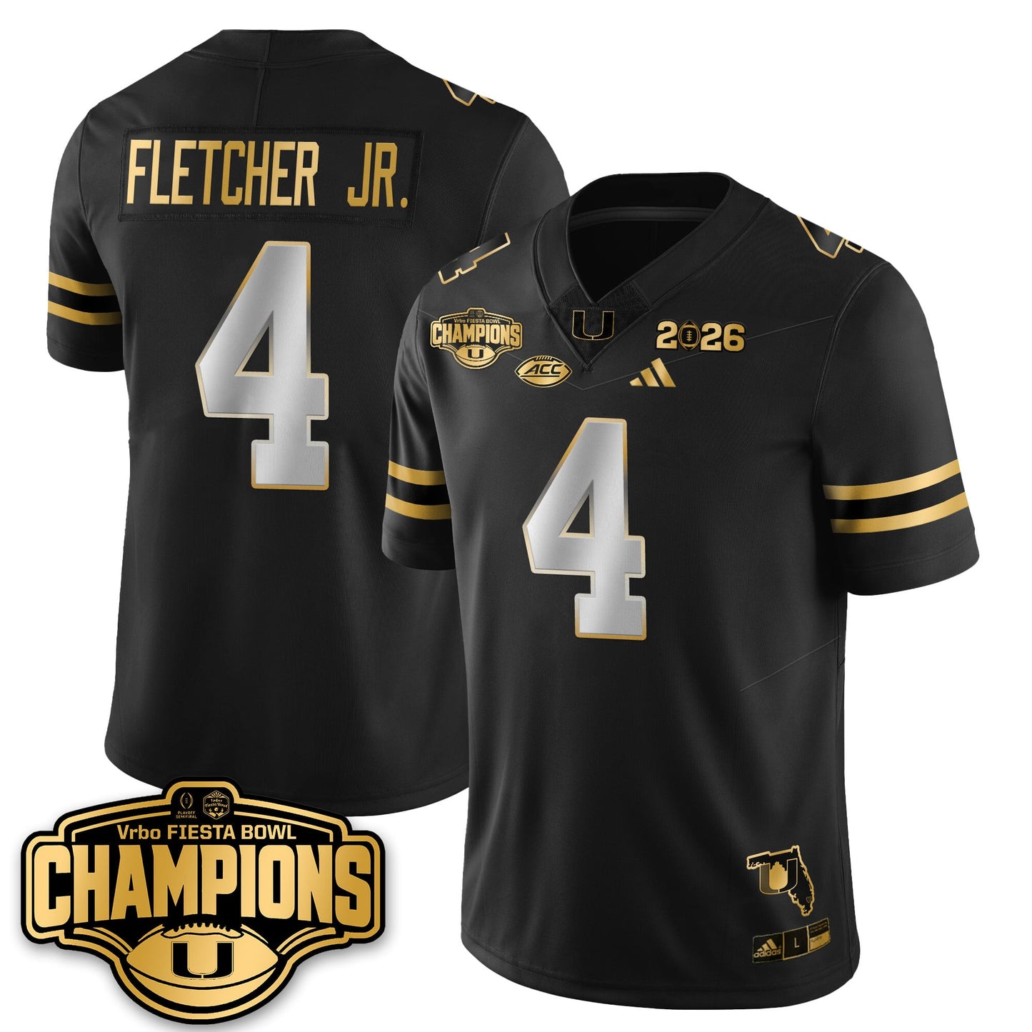 MIA Football Vapor Limited Gold Jersey - Fiesta Bowl Champions - All Stitched