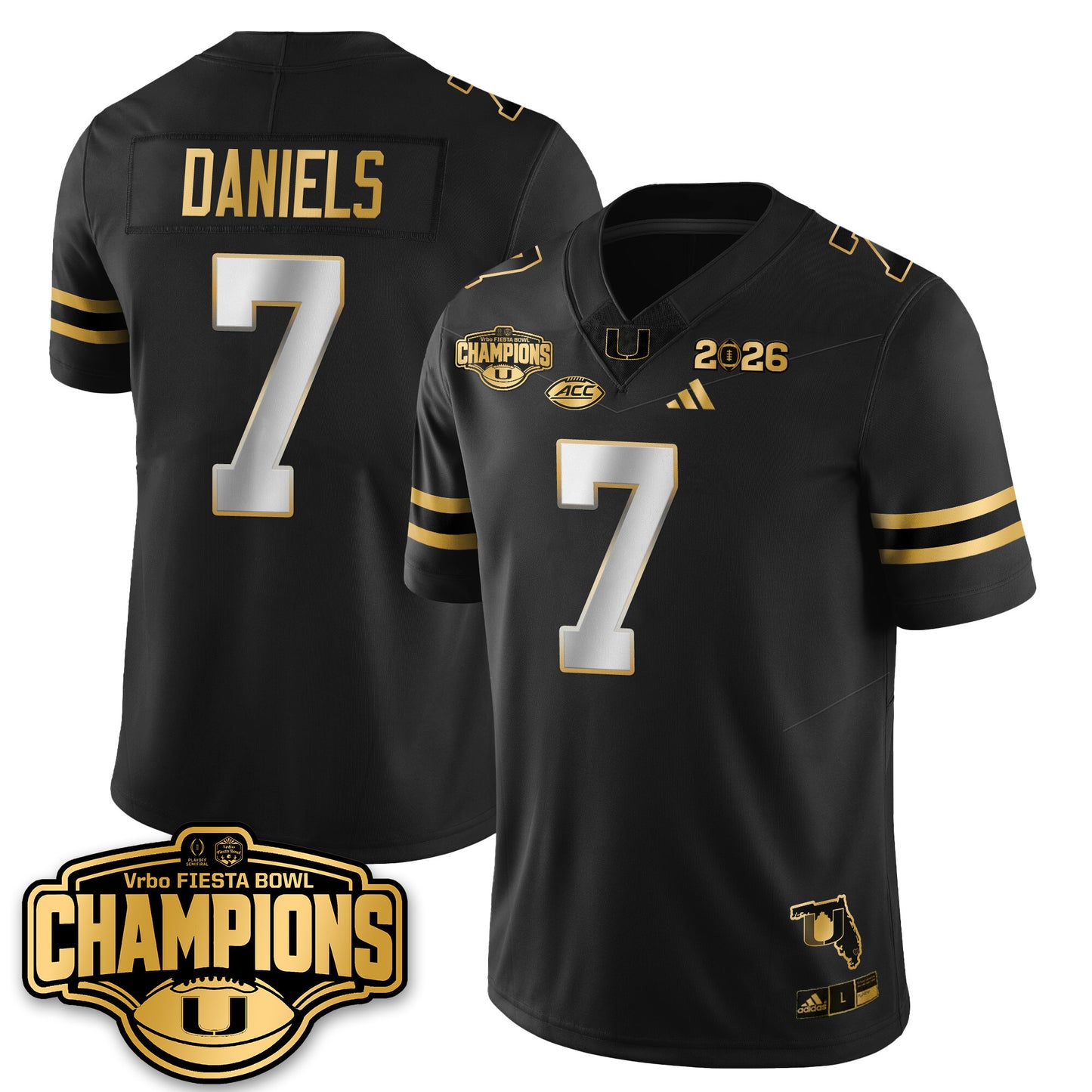 MIA Football Vapor Limited Gold Jersey - Fiesta Bowl Champions - All Stitched
