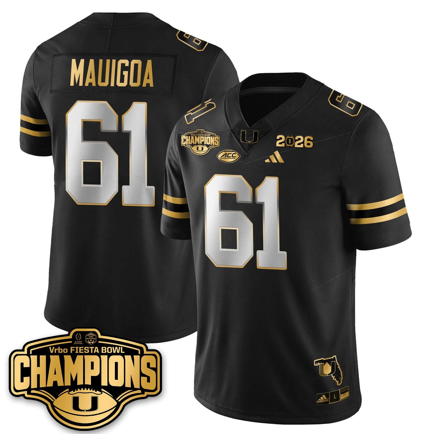 MIA Football Vapor Limited Gold Jersey - Fiesta Bowl Champions - All Stitched
