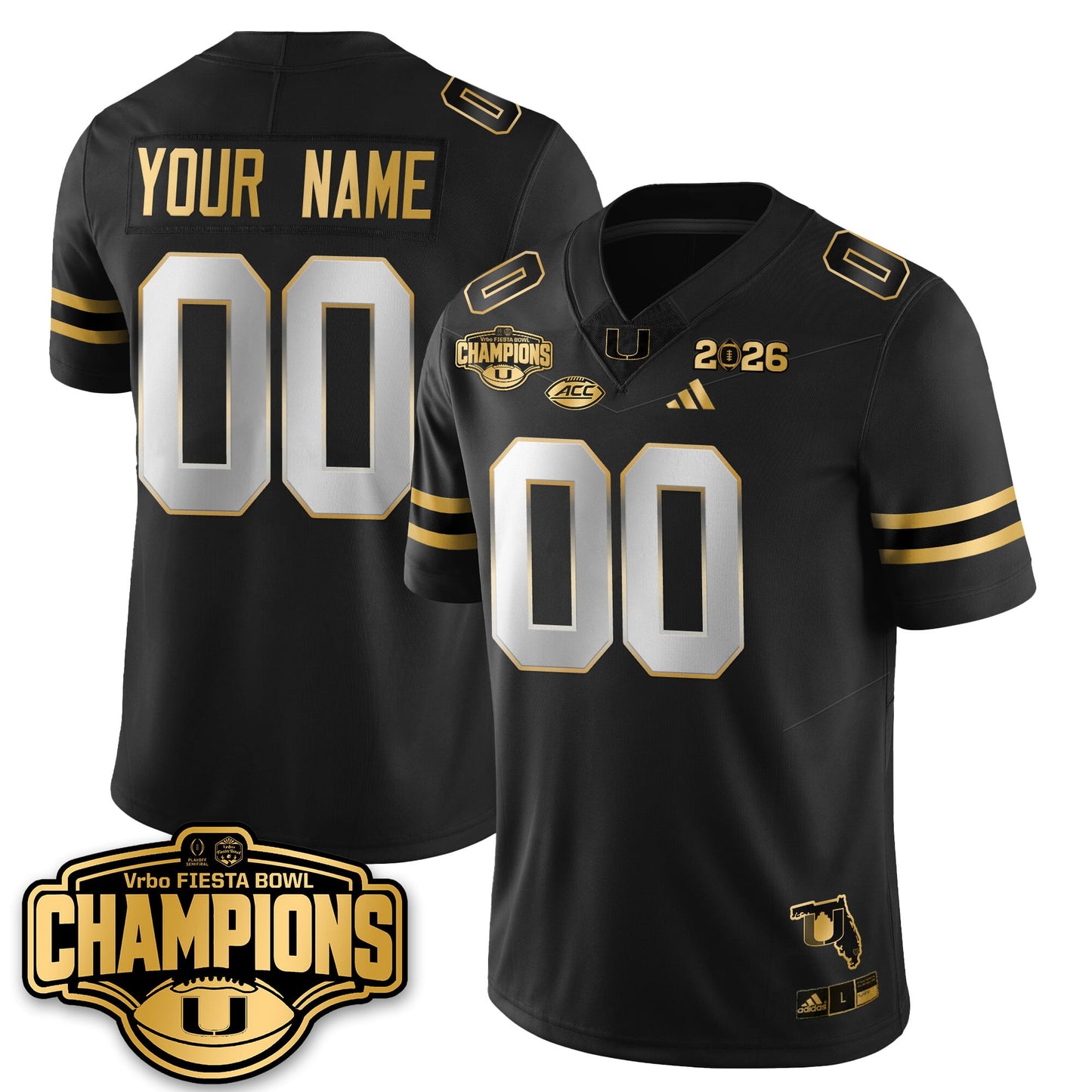 Custom MIA Football Vapor Limited Gold Jersey - Fiesta Bowl Champions - All Stitched