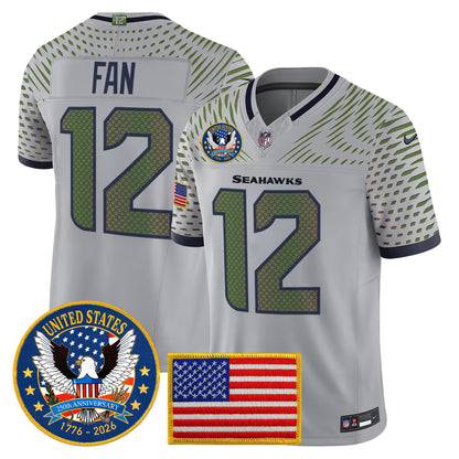 Men's Seattle Seahawks "United States 250th Anniversary Patch" Vapor Limited Jersey - All Stitched