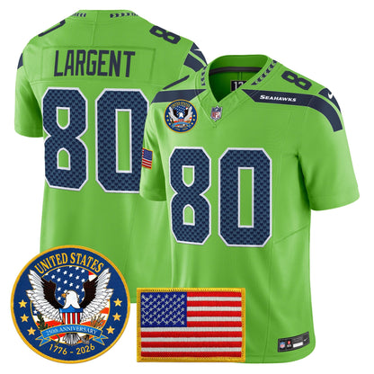Men's Seattle Seahawks "United States 250th Anniversary Patch" Vapor Limited Jersey - All Stitched