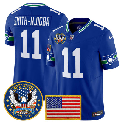 Men's Seattle Seahawks "United States 250th Anniversary Patch" Vapor Limited Jersey - All Stitched