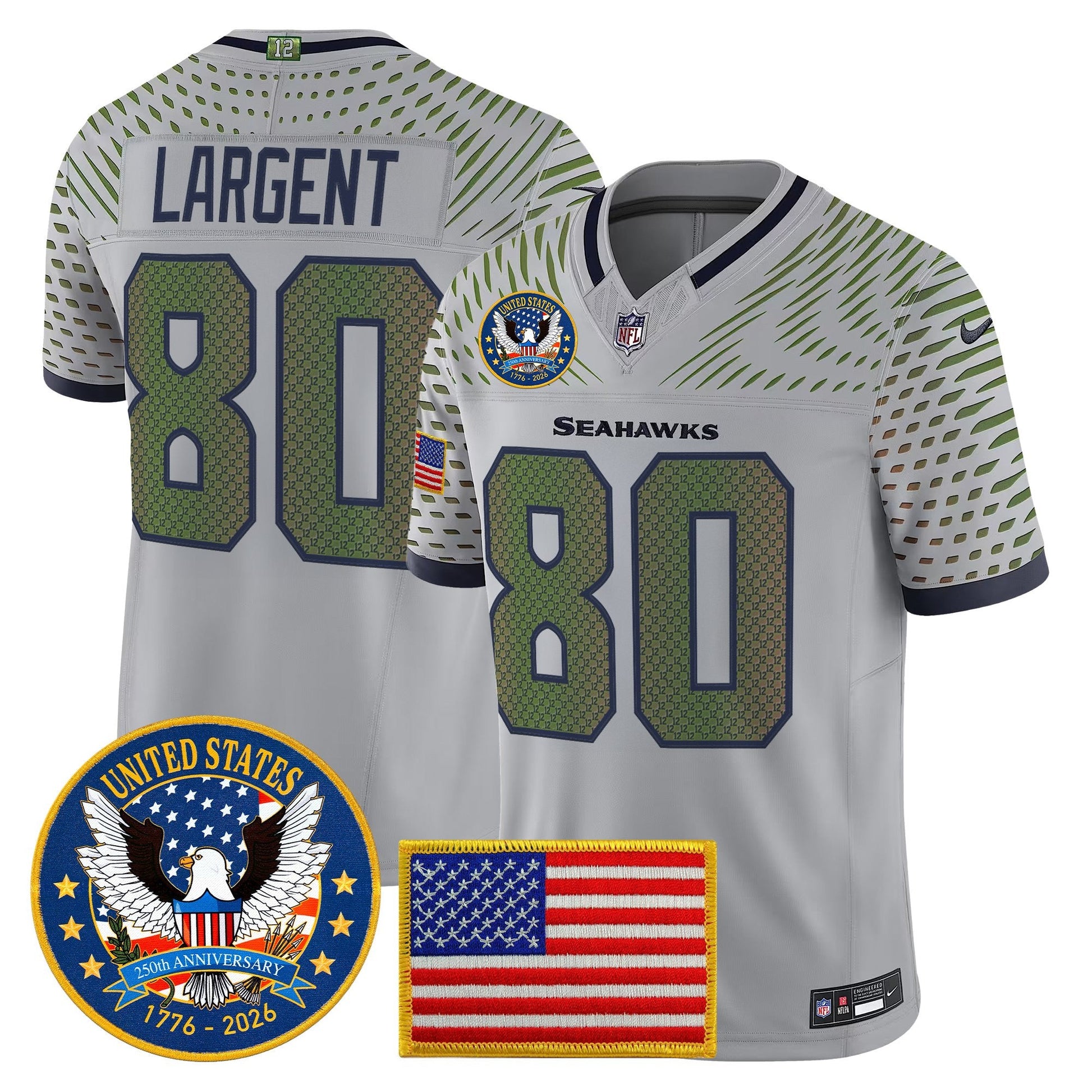 Men's Seattle Seahawks "United States 250th Anniversary Patch" Vapor Limited Jersey - All Stitched