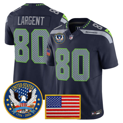 Men's Seattle Seahawks "United States 250th Anniversary Patch" Vapor Limited Jersey - All Stitched
