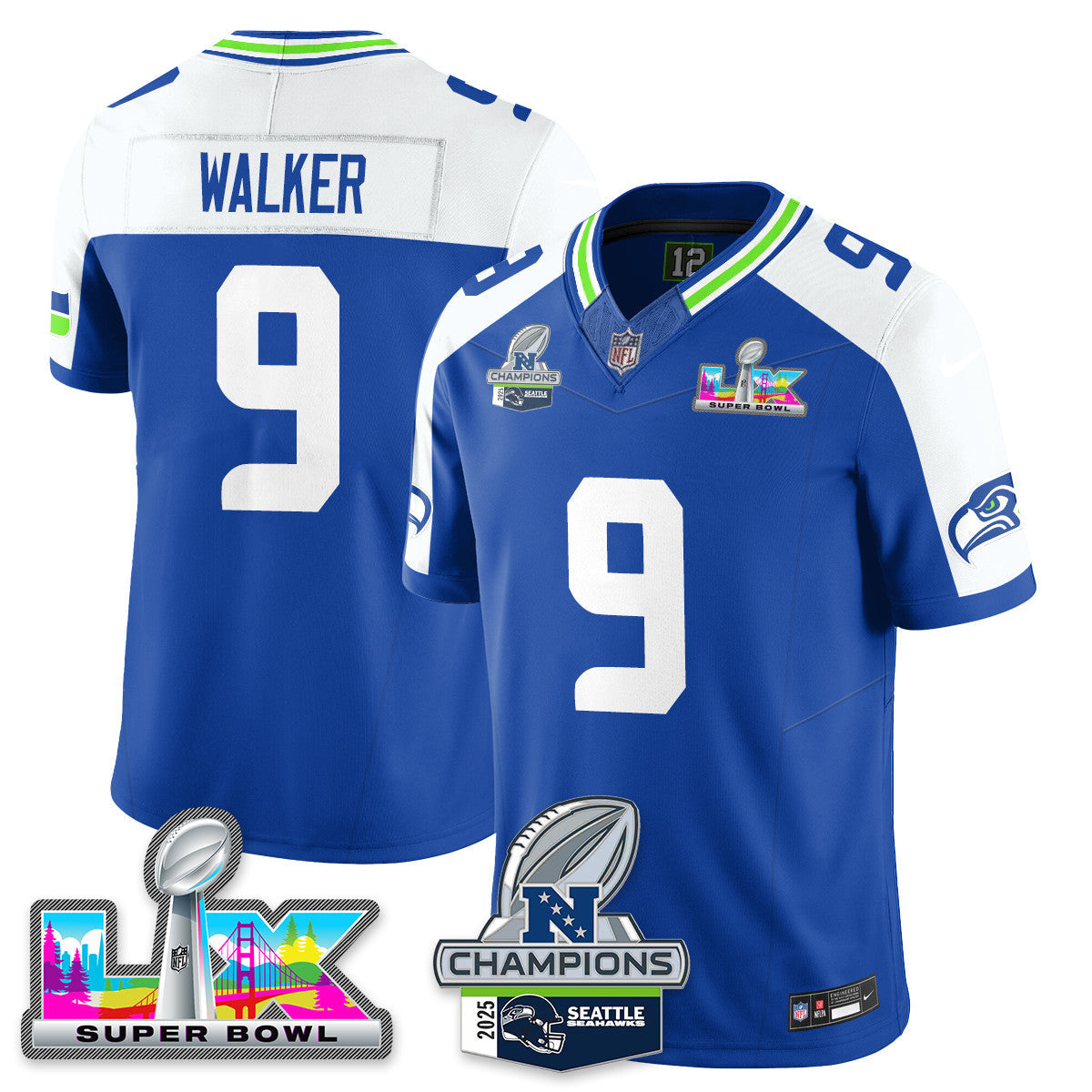 SEA 2025 NFC Champions Vapor Limited Jersey V2 - All Stitched