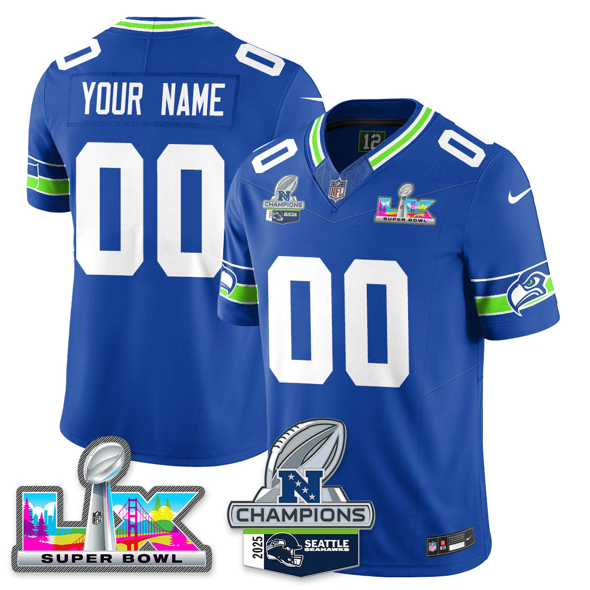 Custom SEA 2025 NFC Champions Vapor Limited Jersey V2 - All Stitched