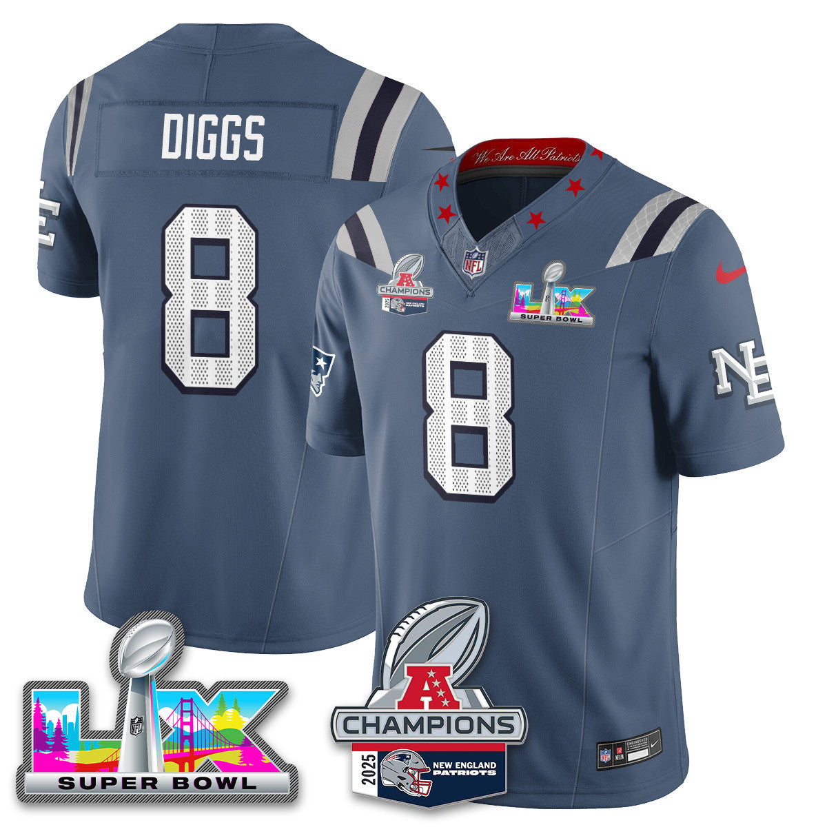 NE 2025 AFC Champions Vapor Limited Jersey V2 - All Stitched