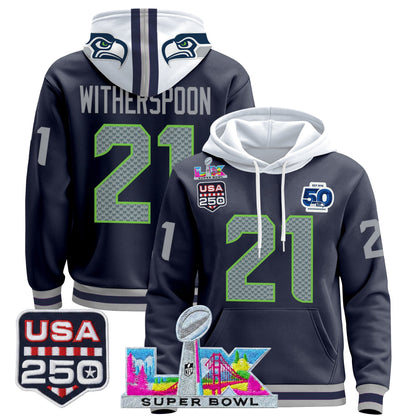 Men's Seattle Seahawks "Super Bowl LX & United States 250th Anniversary Patch" Premier Hoodie - All Stitched